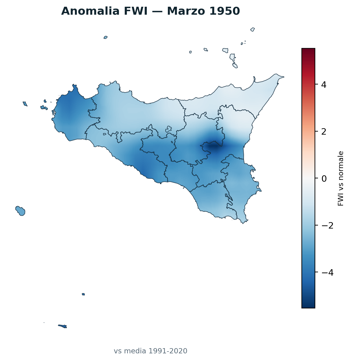 Anomalia vs normale Marzo 1950