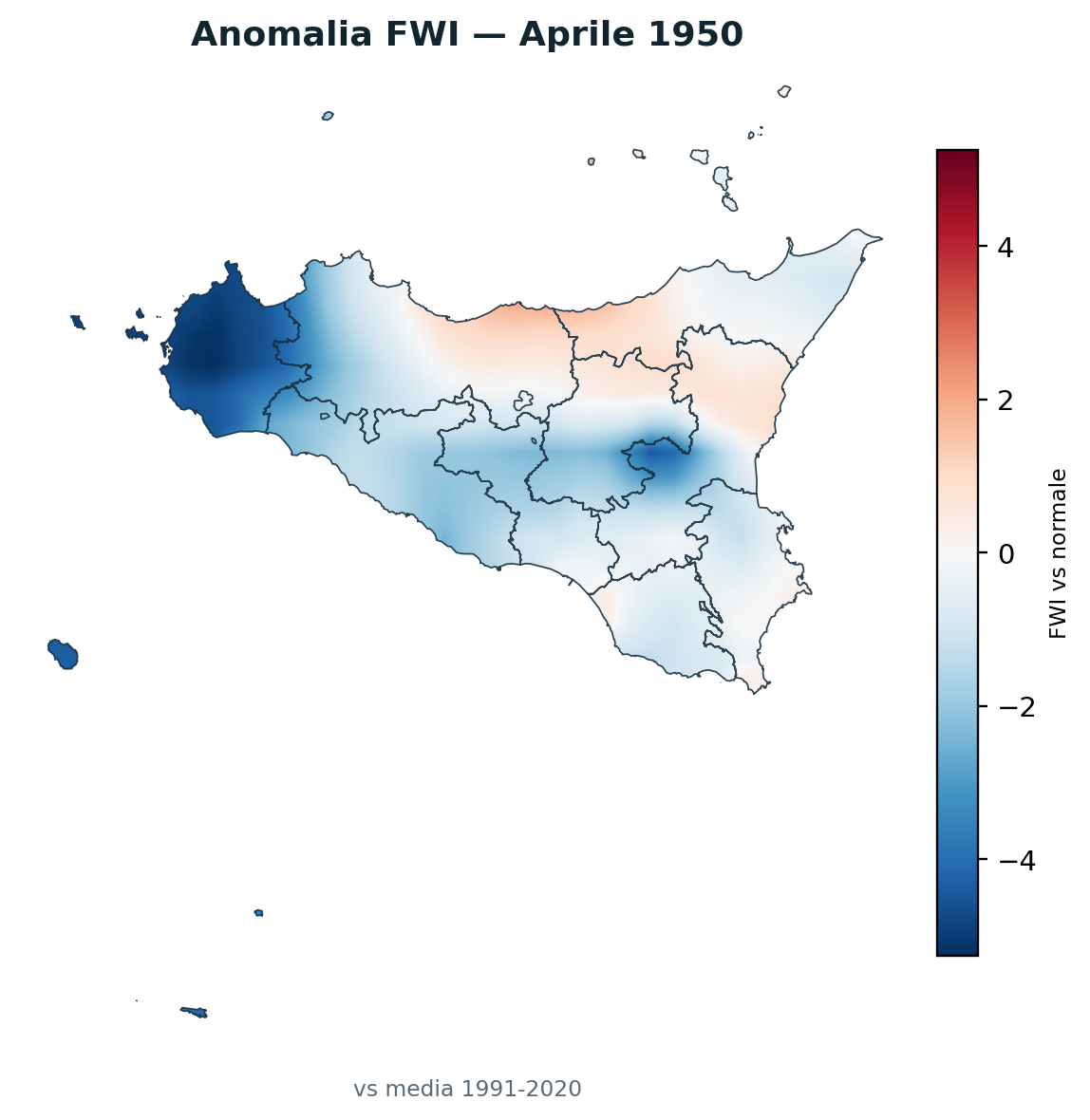 Anomalia vs normale Aprile 1950
