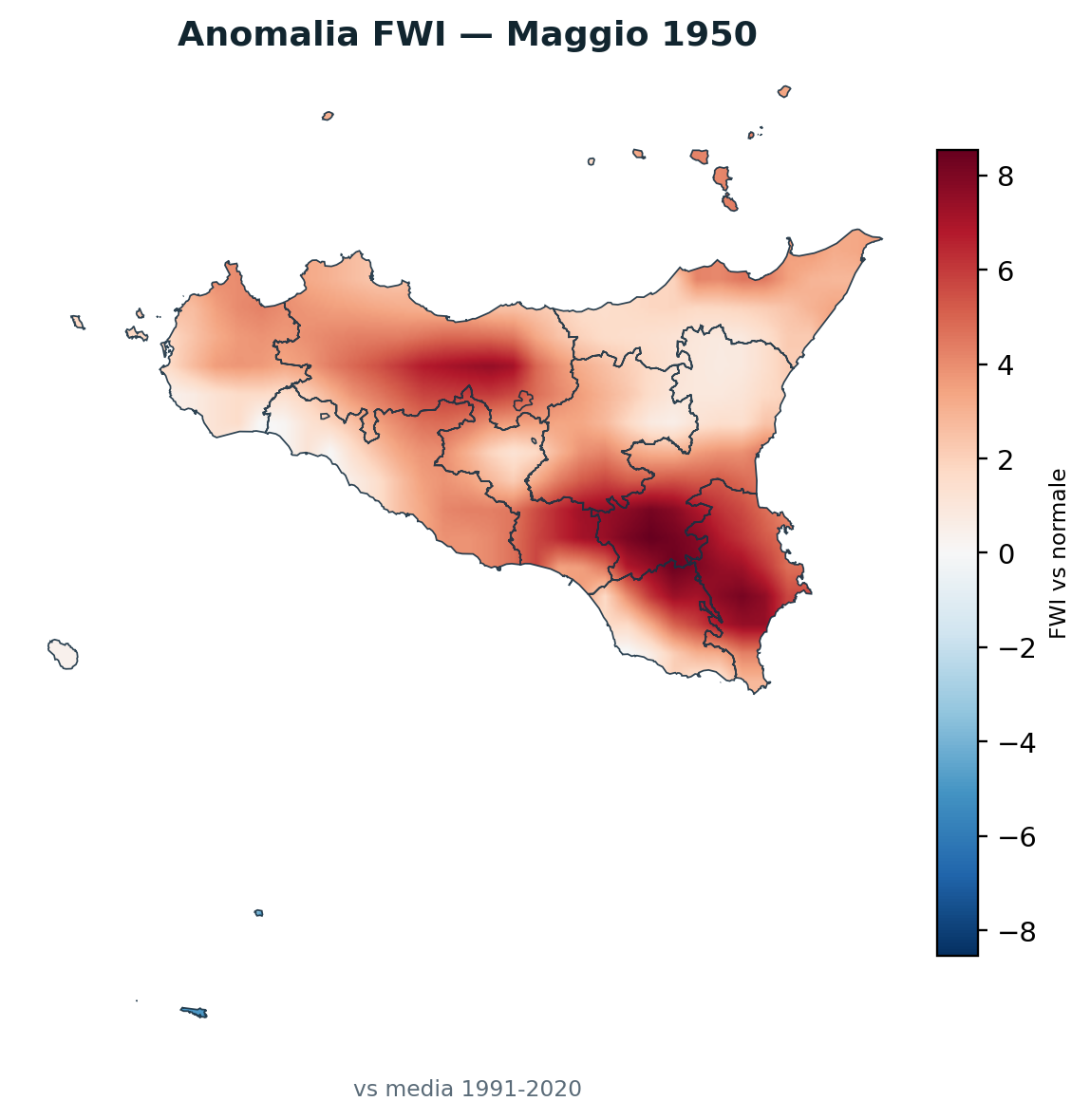 Anomalia vs normale Maggio 1950