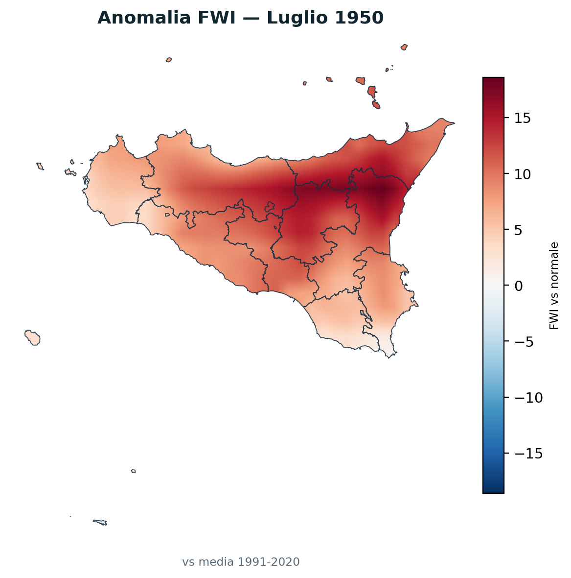 Anomalia vs normale Luglio 1950