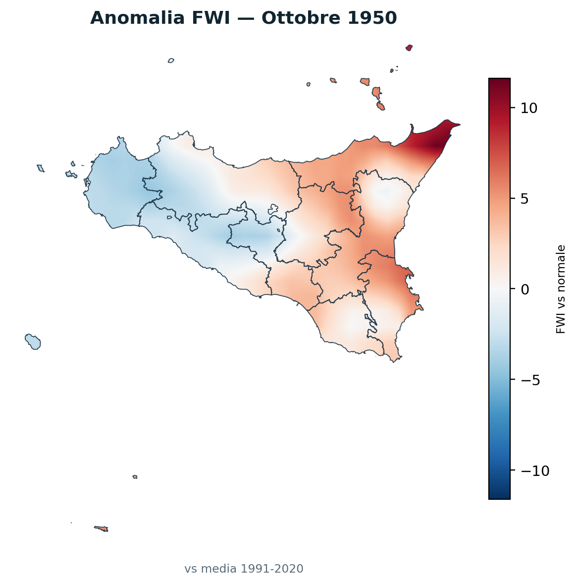 Anomalia vs normale Ottobre 1950