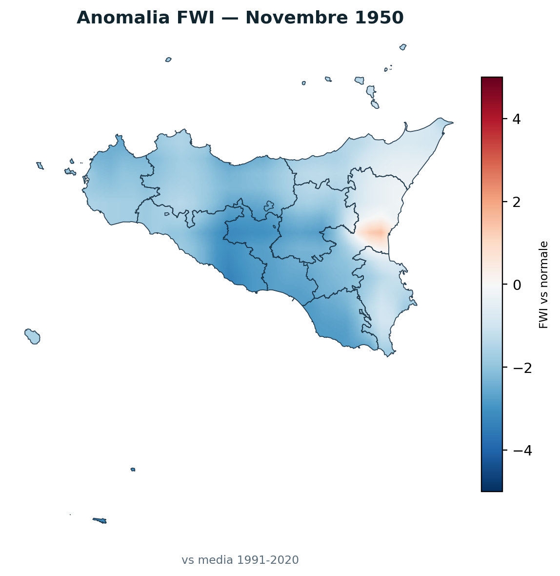 Anomalia vs normale Novembre 1950