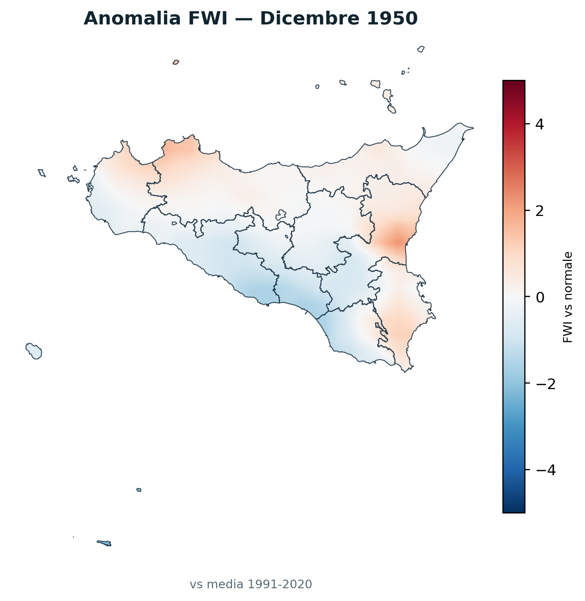 Anomalia vs normale Dicembre 1950