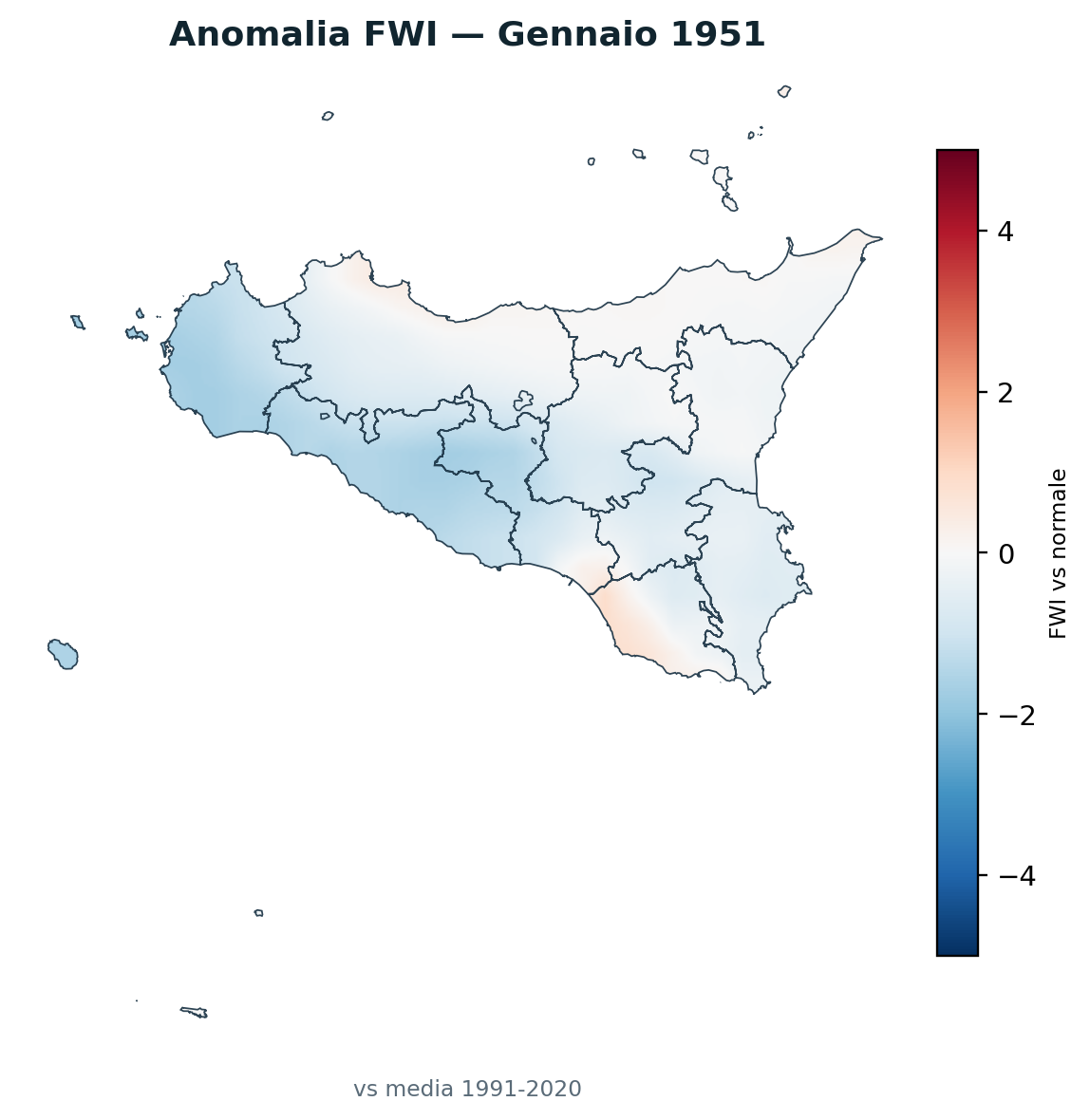 Anomalia vs normale Gennaio 1951