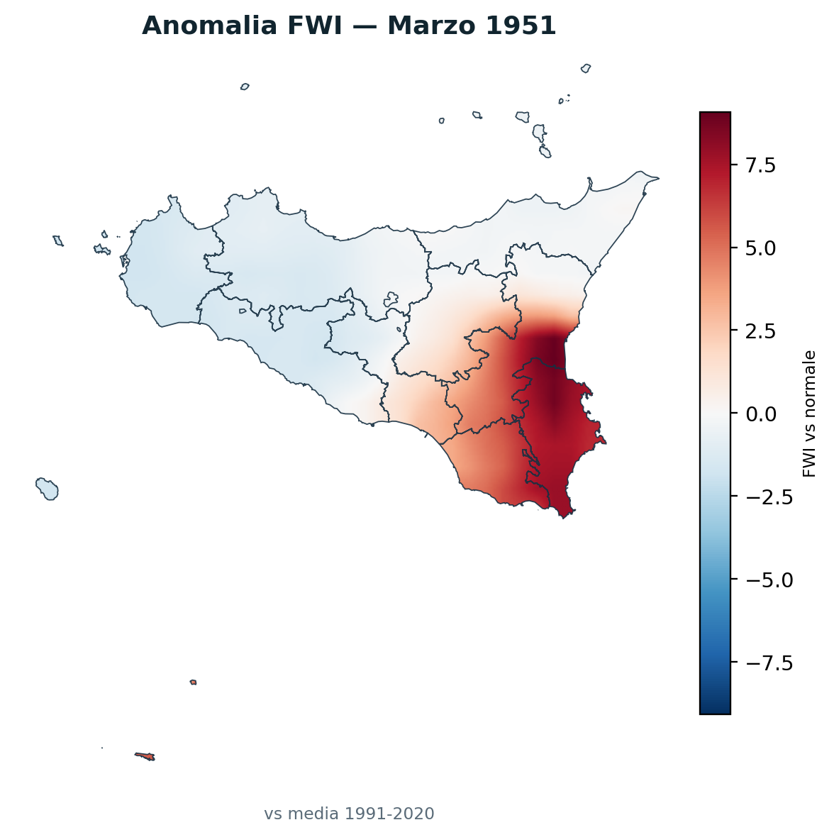 Anomalia vs normale Marzo 1951