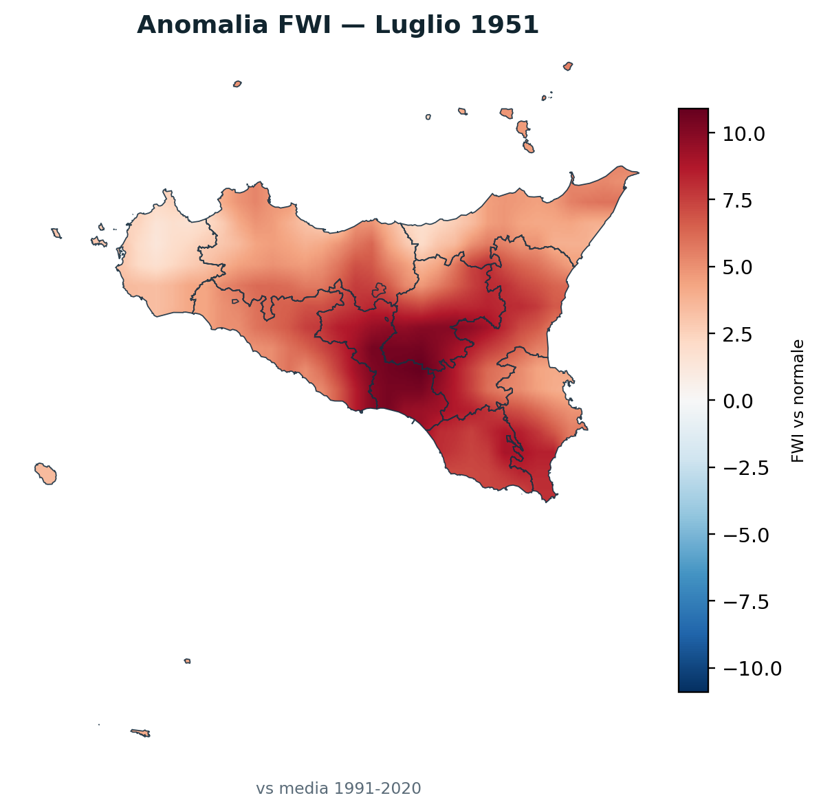 Anomalia vs normale Luglio 1951