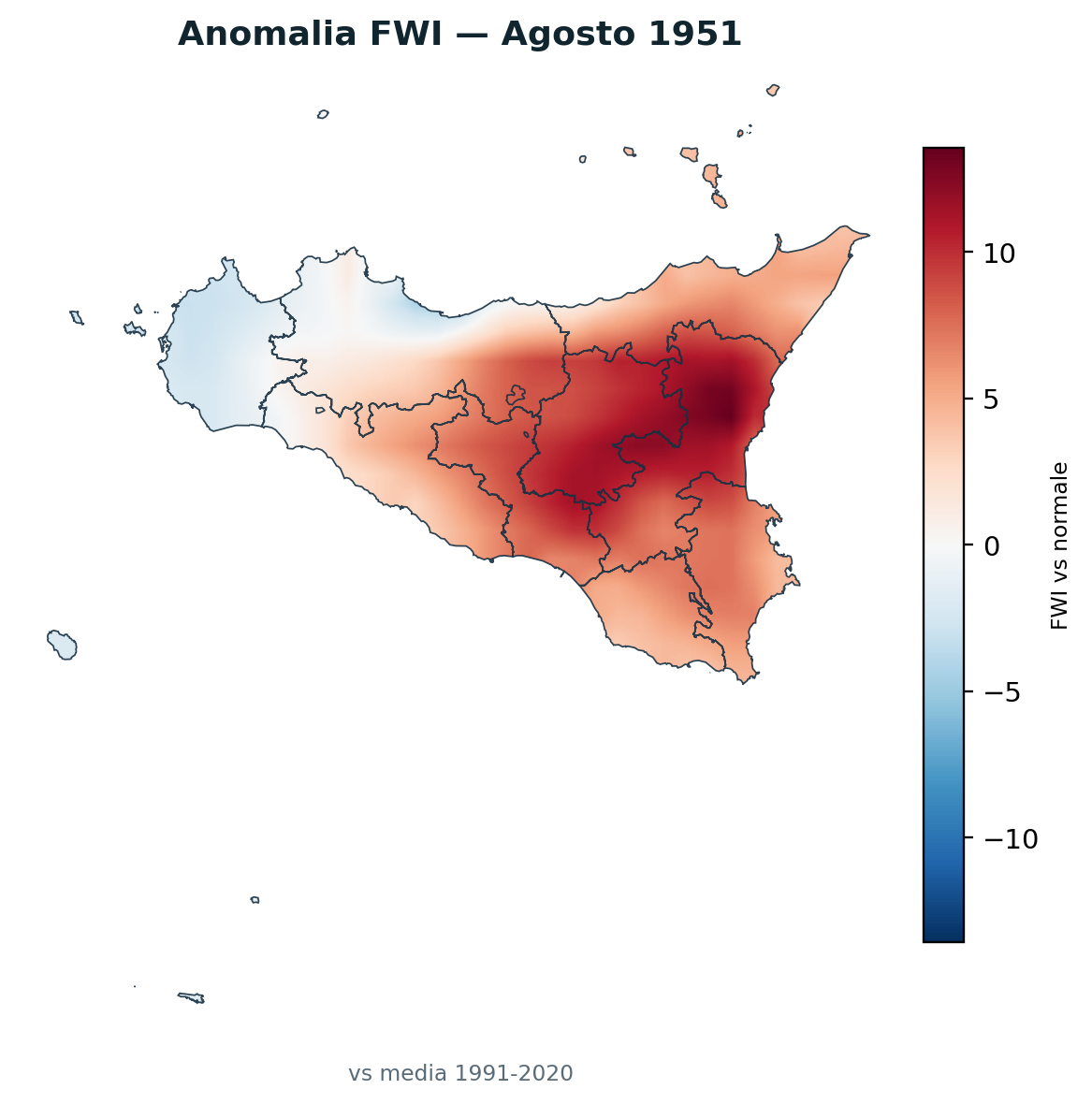 Anomalia vs normale Agosto 1951