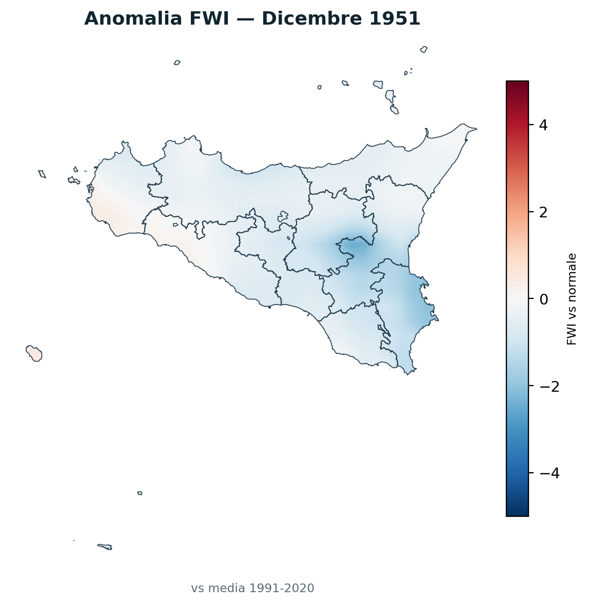 Anomalia vs normale Dicembre 1951