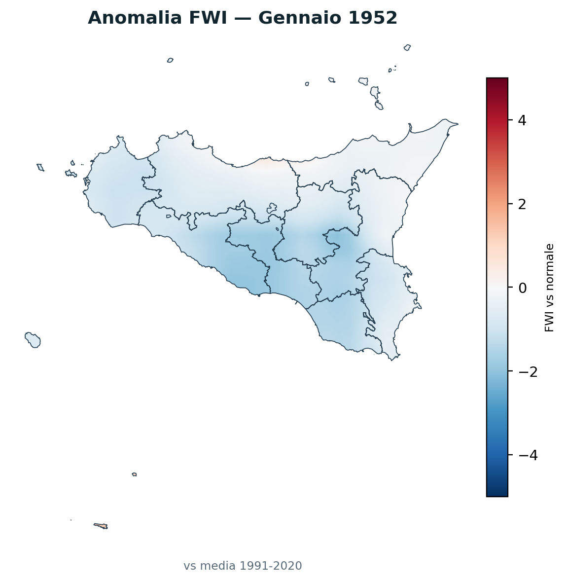 Anomalia vs normale Gennaio 1952