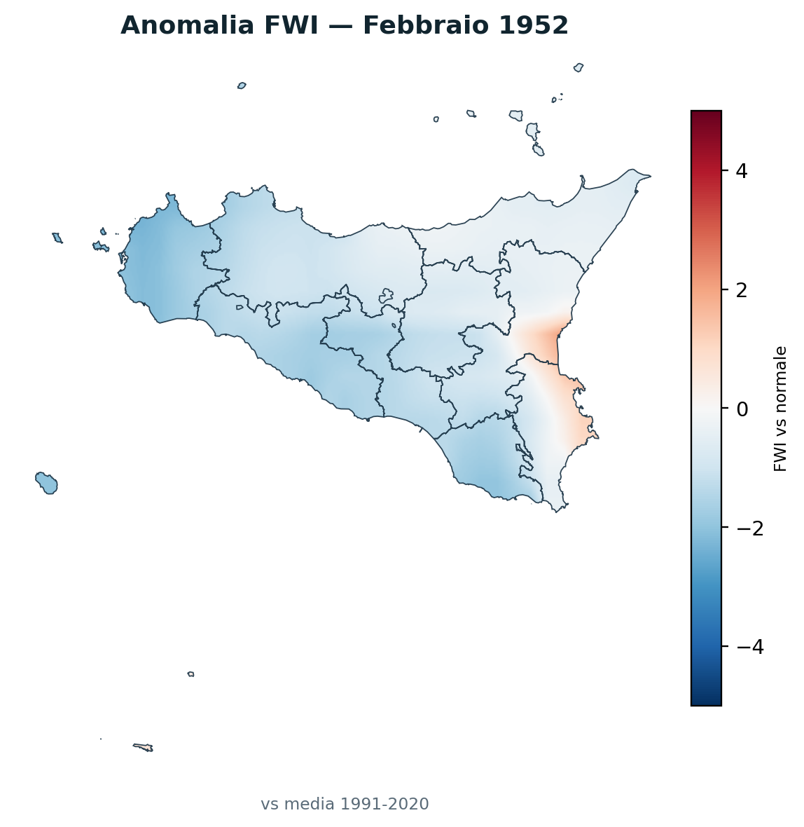 Anomalia vs normale Febbraio 1952