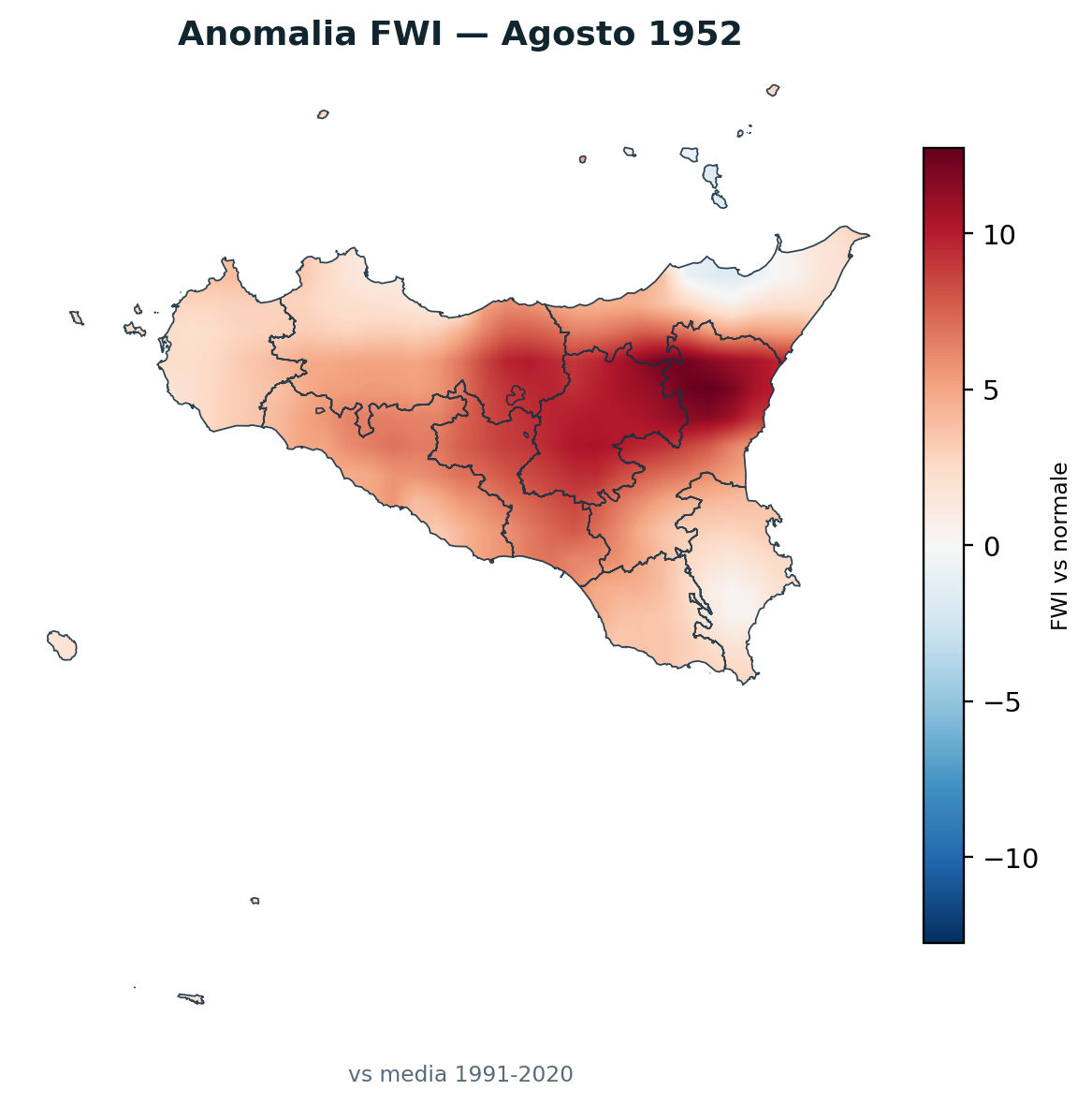 Anomalia vs normale Agosto 1952