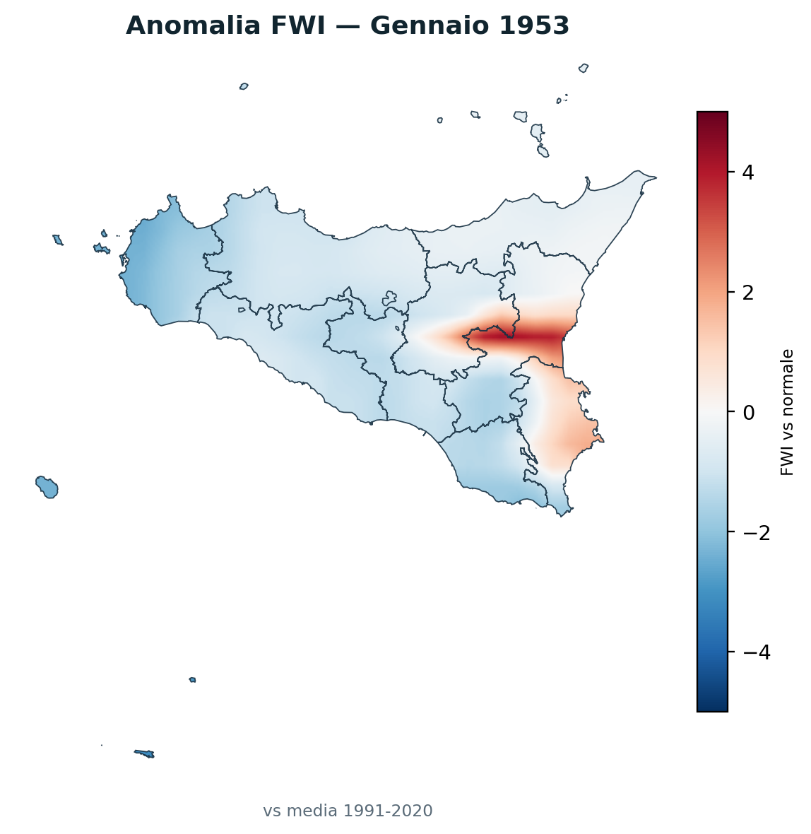Anomalia vs normale Gennaio 1953