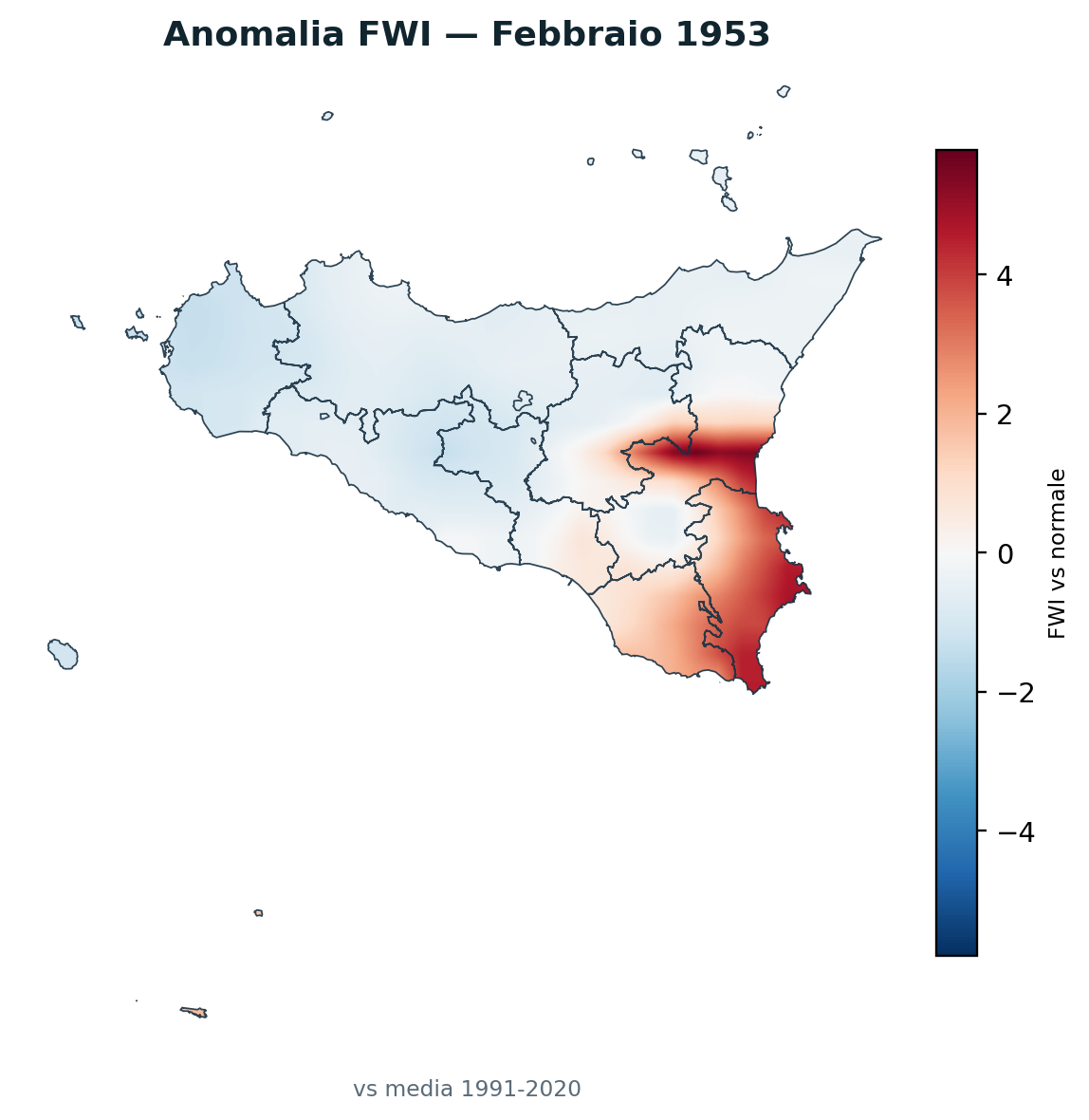 Anomalia vs normale Febbraio 1953