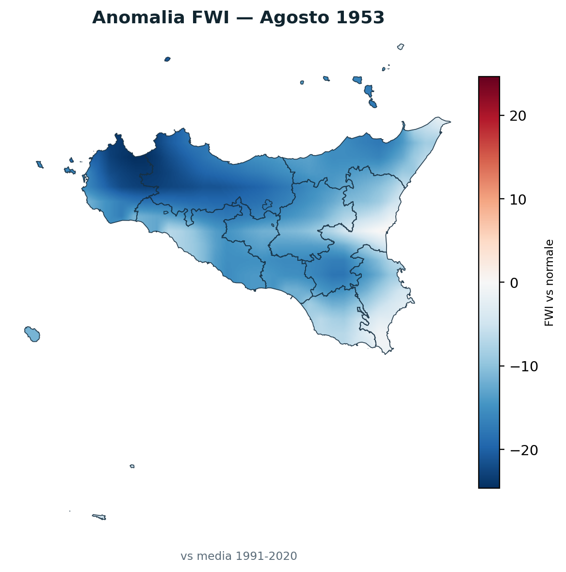 Anomalia vs normale Agosto 1953