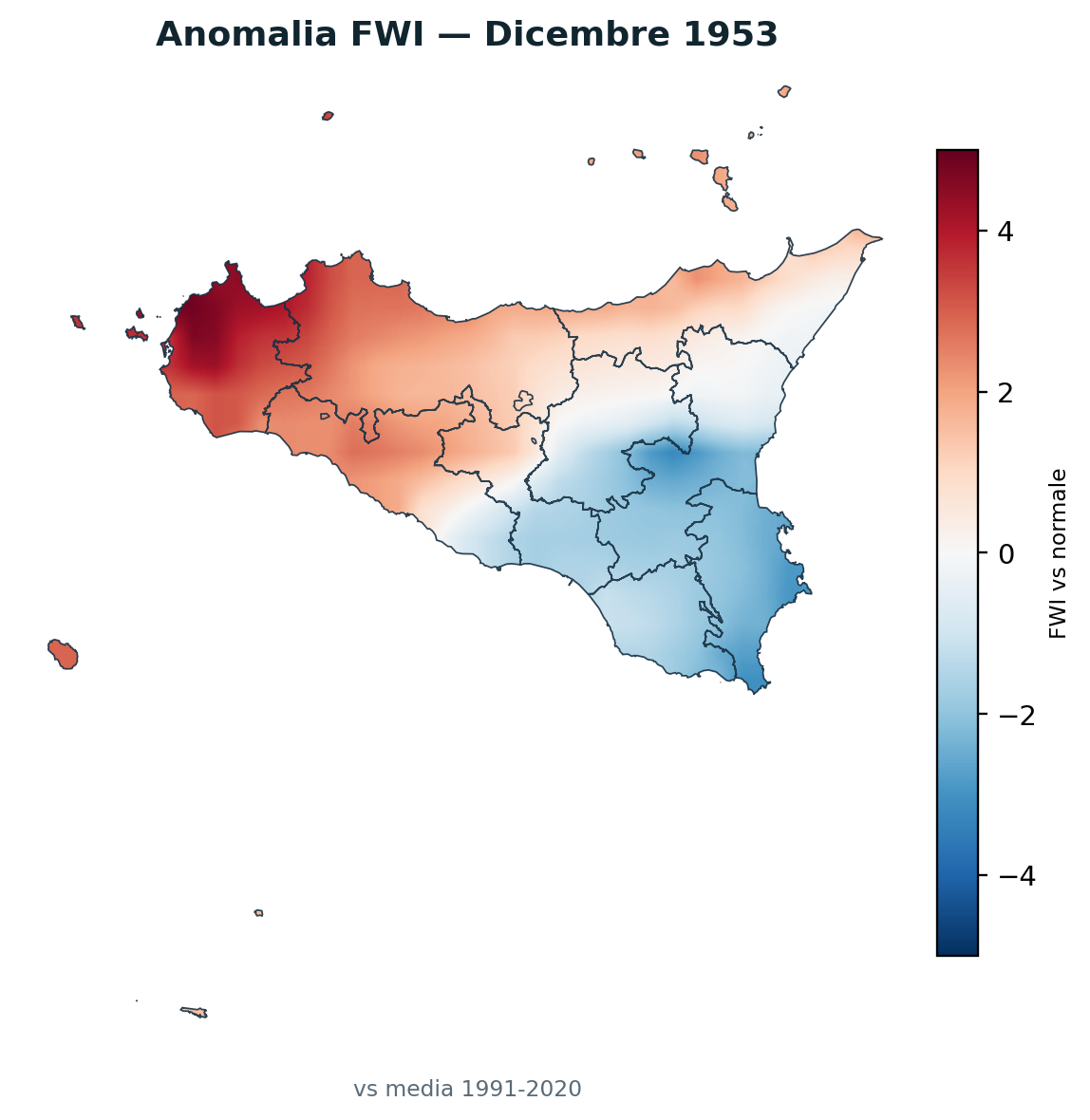 Anomalia vs normale Dicembre 1953