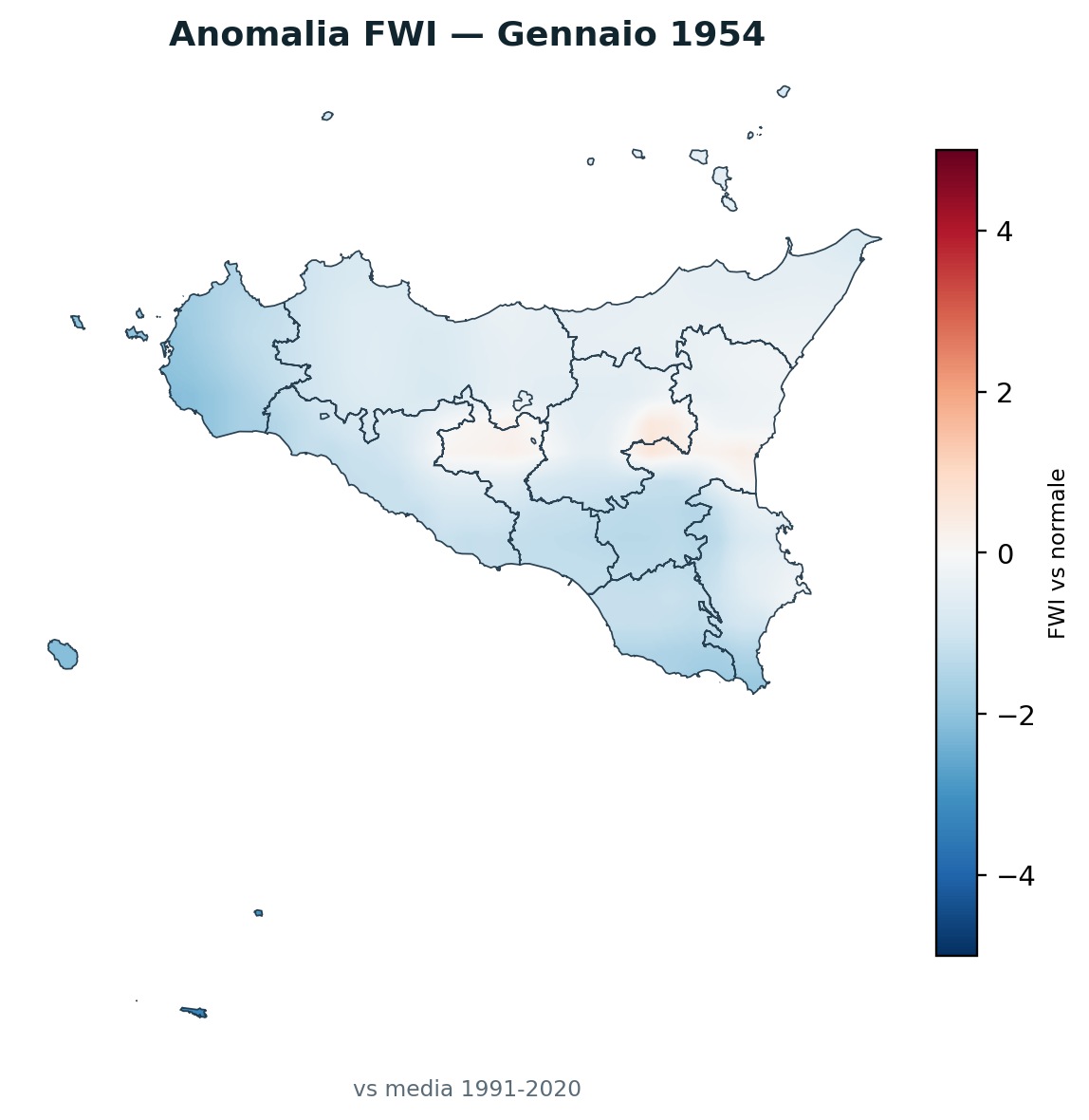 Anomalia vs normale Gennaio 1954