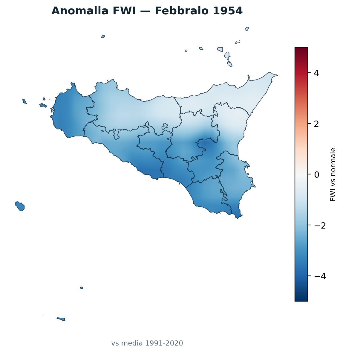 Anomalia vs normale Febbraio 1954
