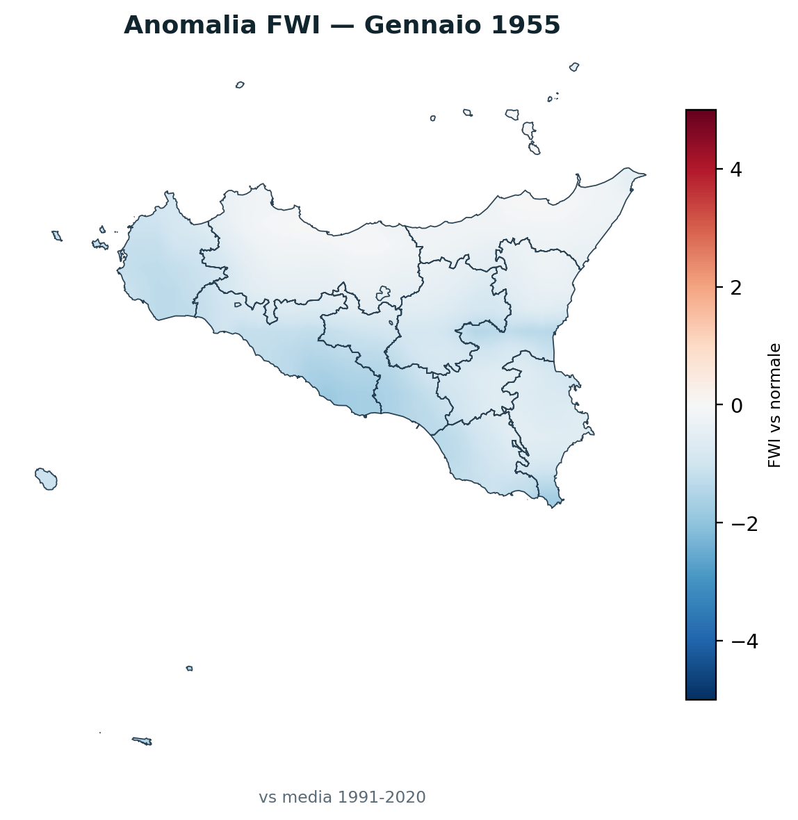 Anomalia vs normale Gennaio 1955
