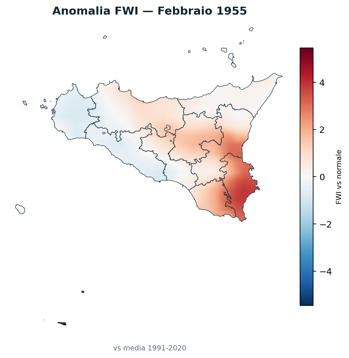 Anomalia vs normale Febbraio 1955