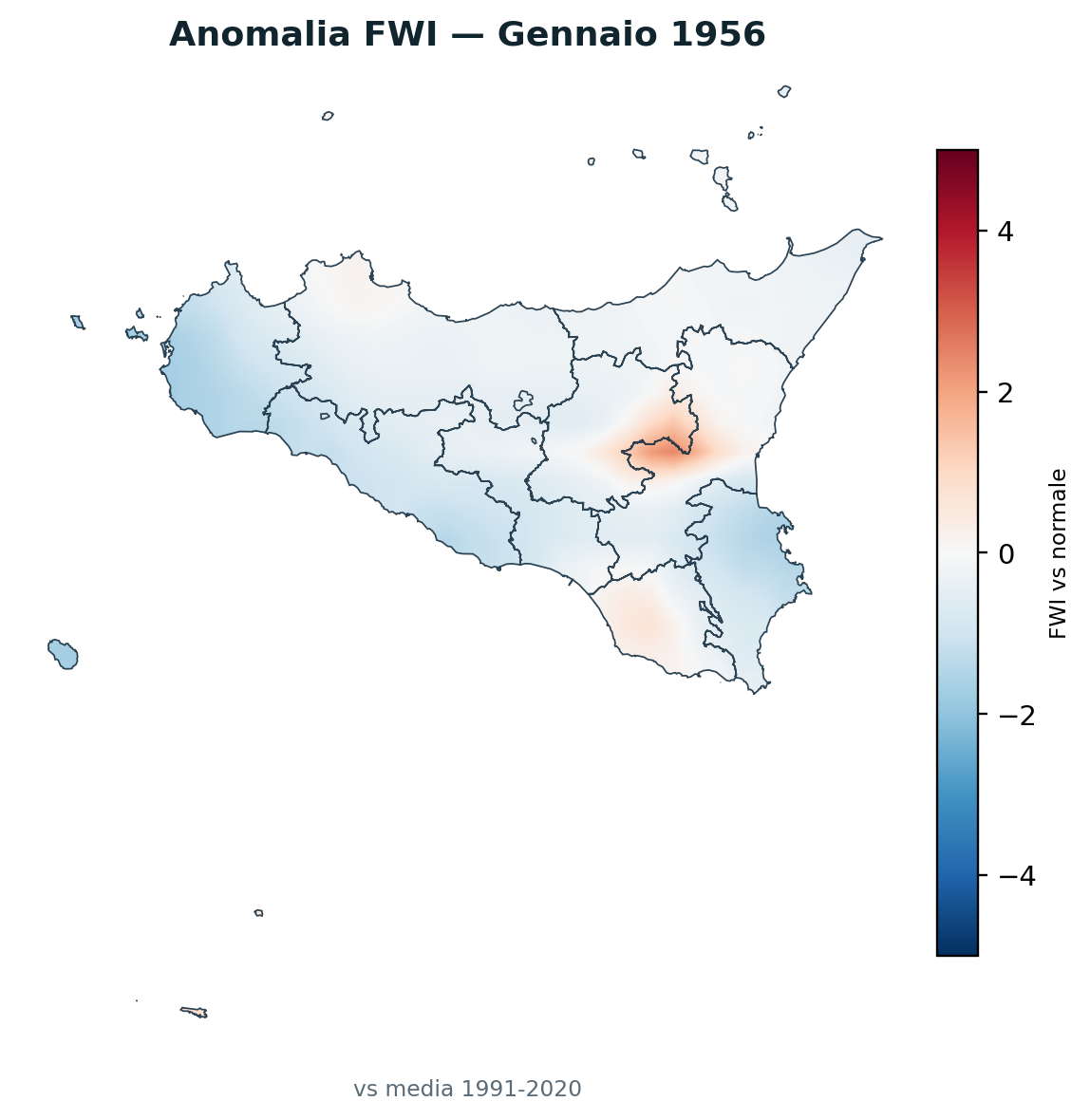 Anomalia vs normale Gennaio 1956
