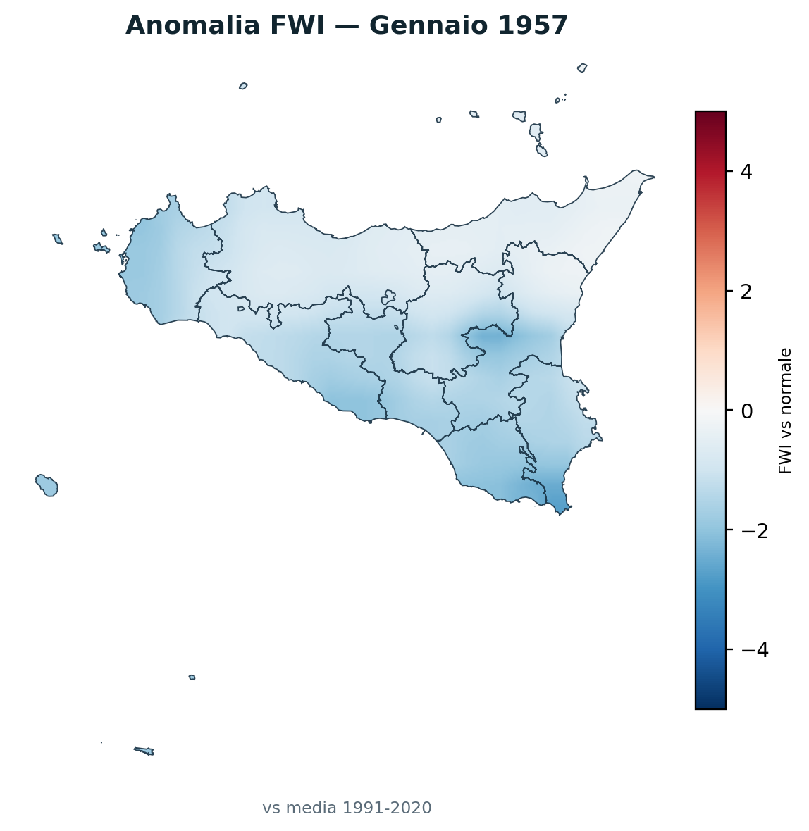 Anomalia vs normale Gennaio 1957