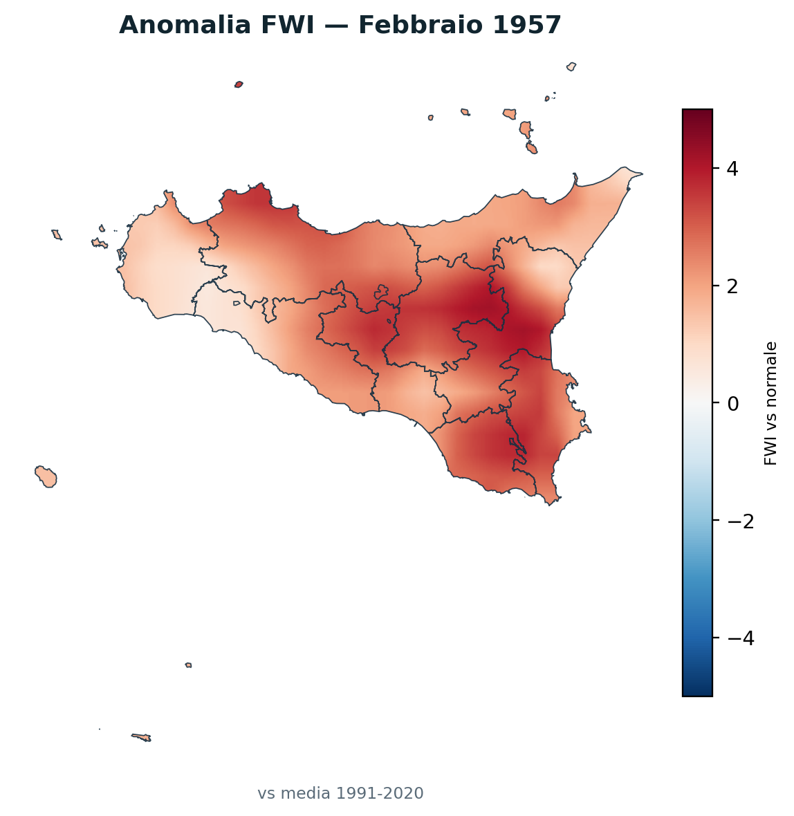 Anomalia vs normale Febbraio 1957