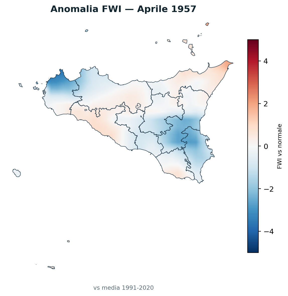 Anomalia vs normale Aprile 1957