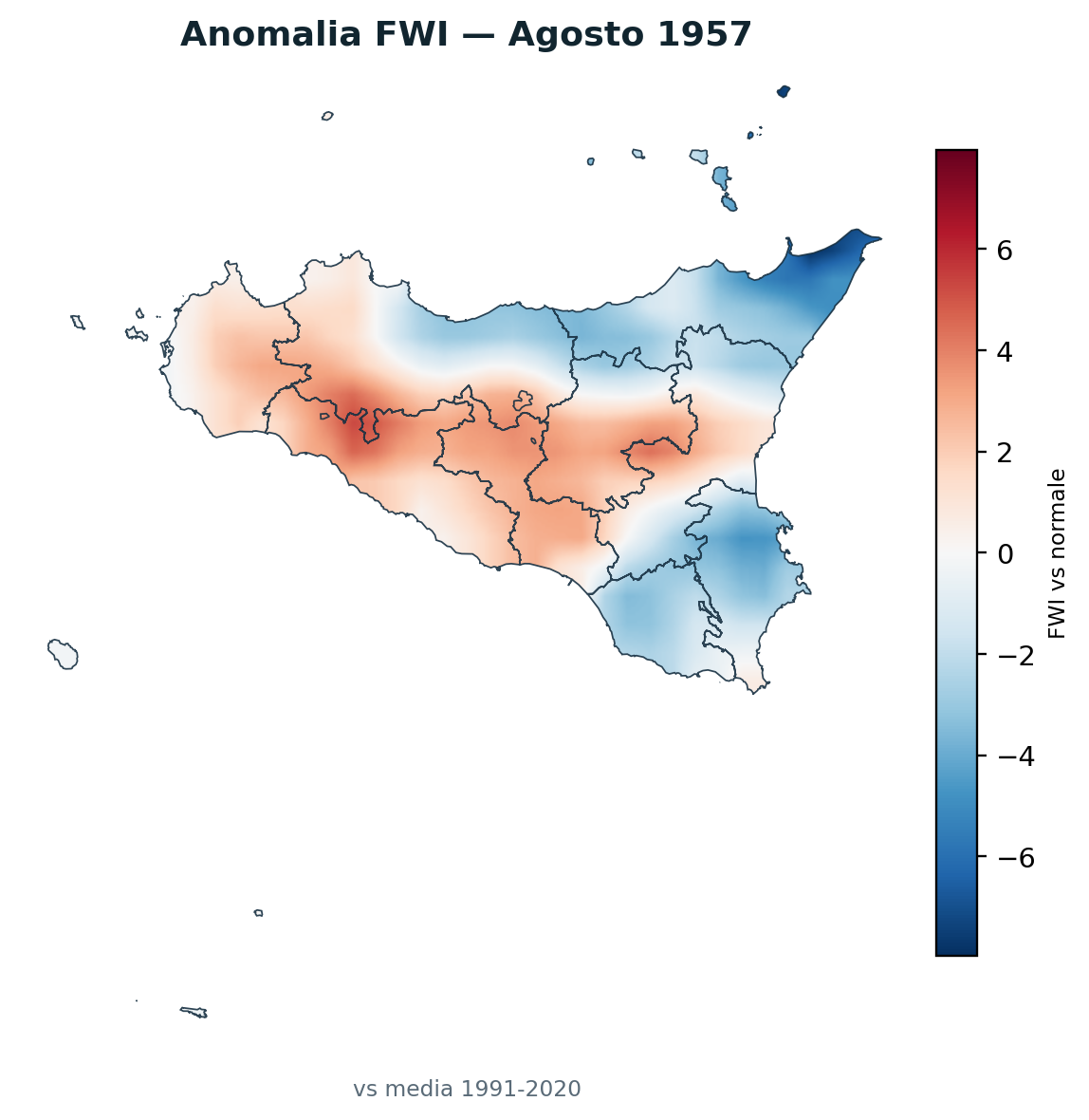 Anomalia vs normale Agosto 1957