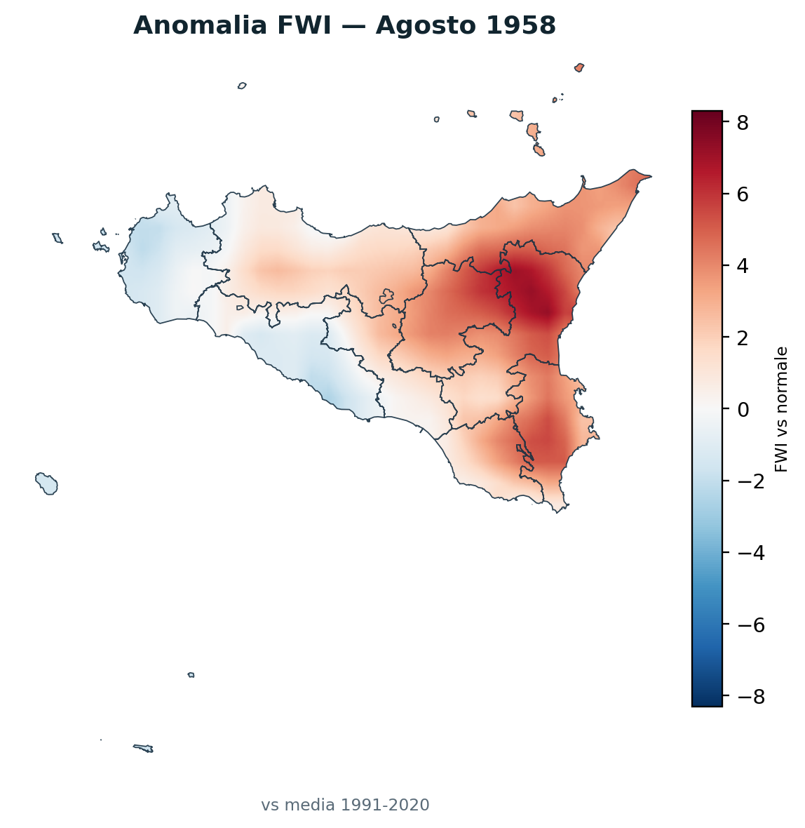 Anomalia vs normale Agosto 1958