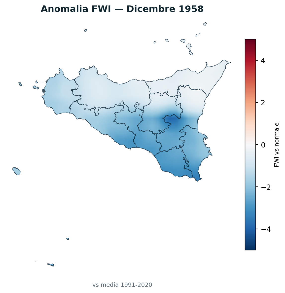 Anomalia vs normale Dicembre 1958