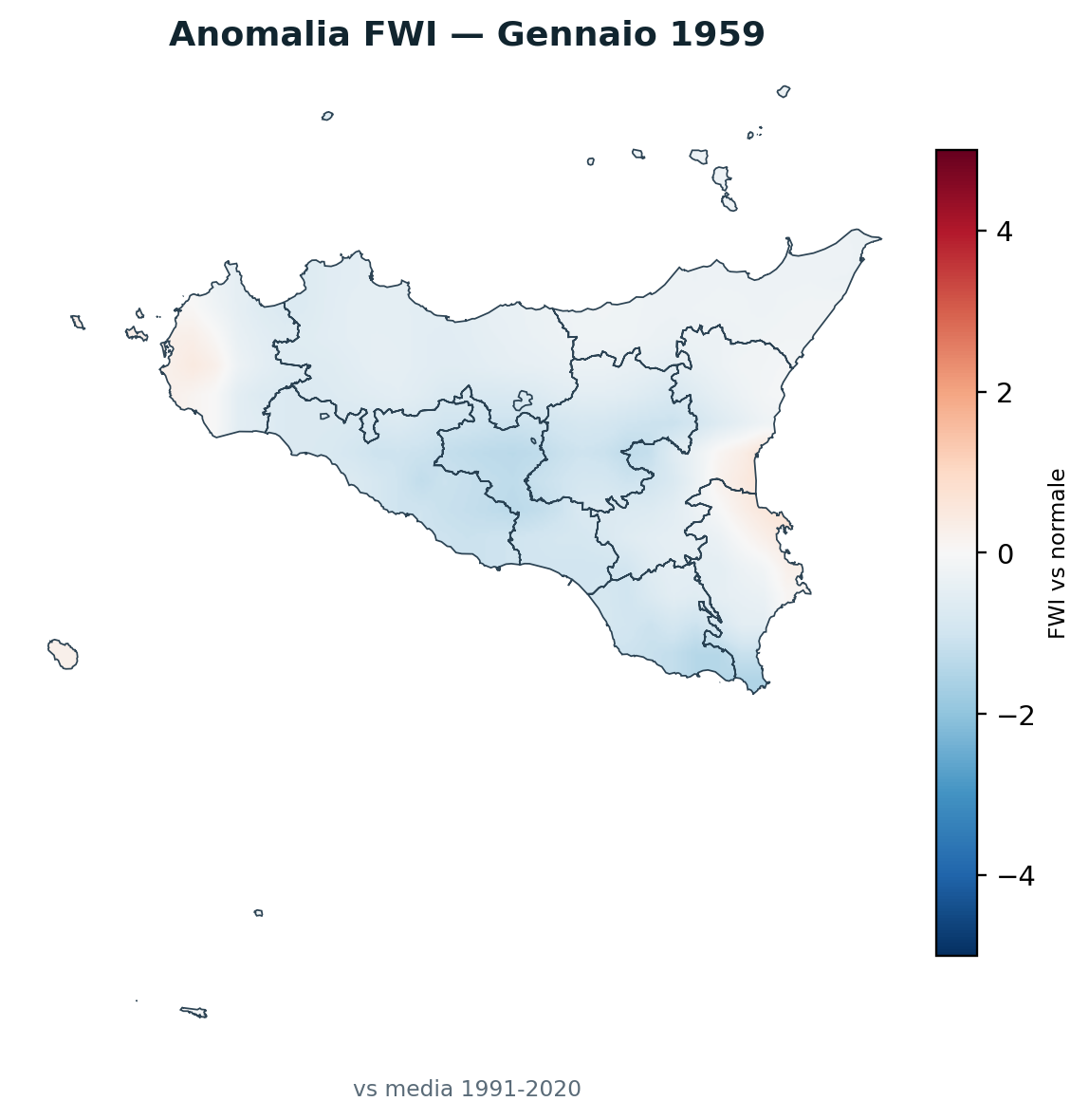 Anomalia vs normale Gennaio 1959