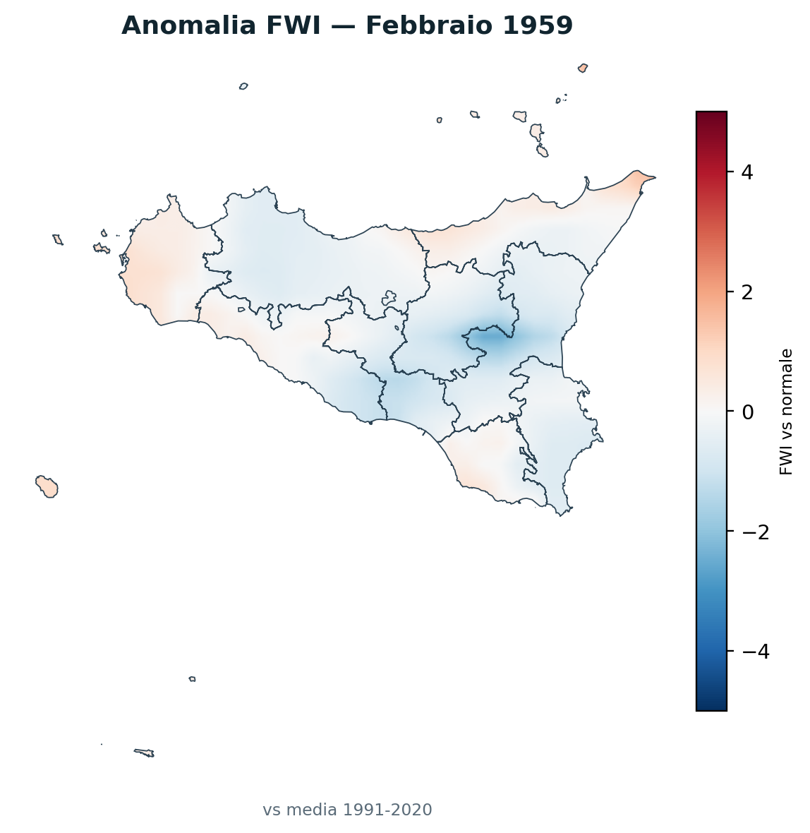 Anomalia vs normale Febbraio 1959