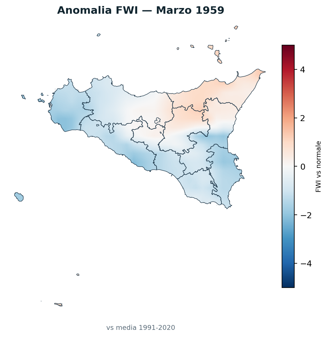 Anomalia vs normale Marzo 1959