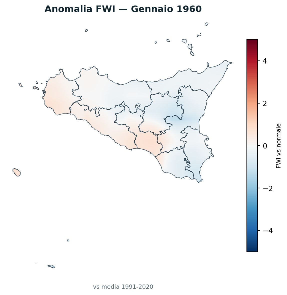 Anomalia vs normale Gennaio 1960