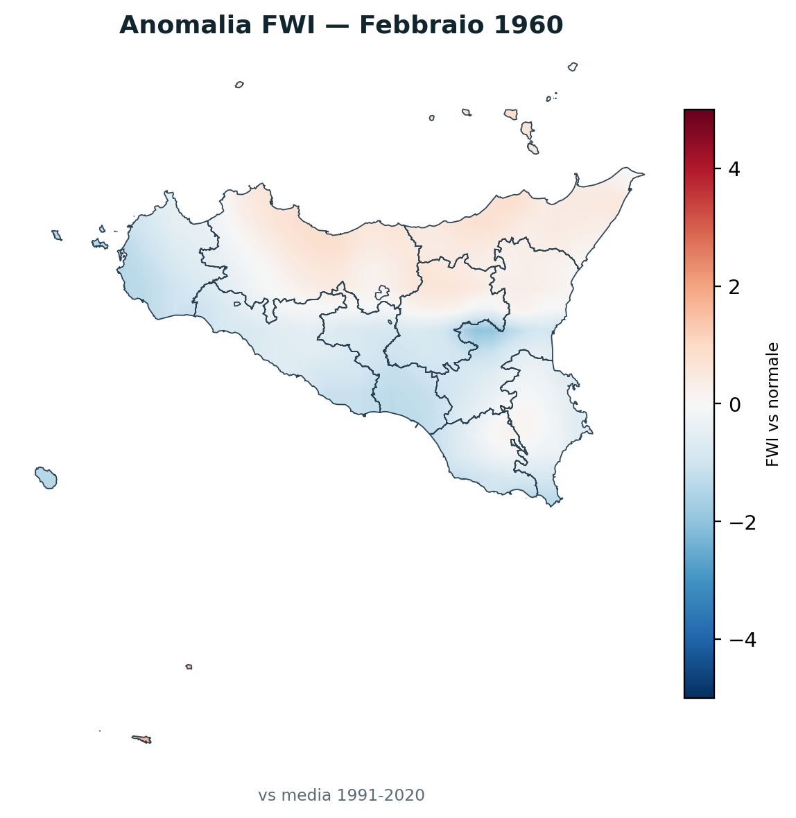Anomalia vs normale Febbraio 1960