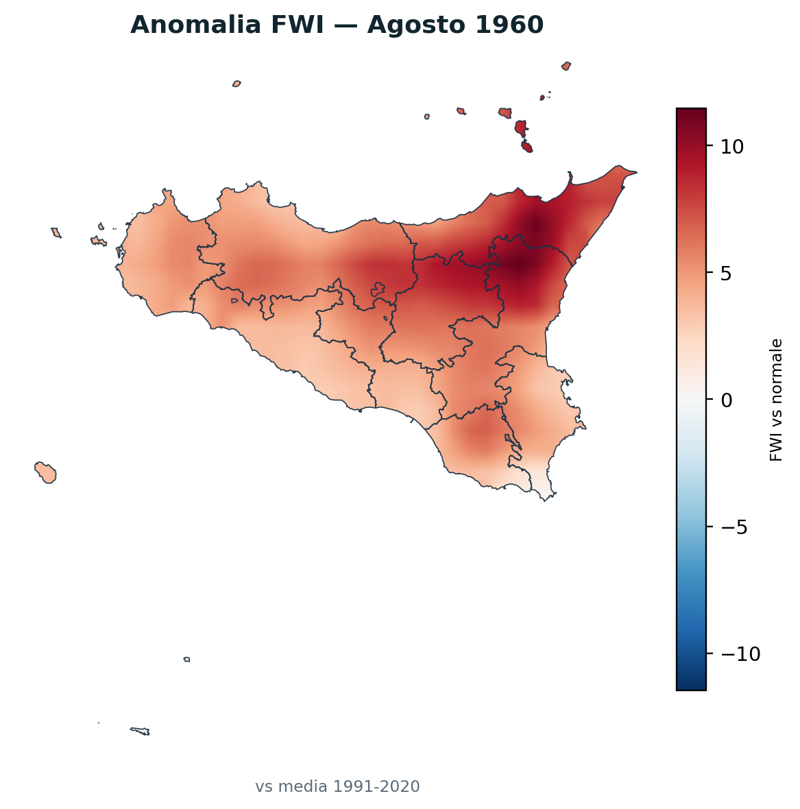Anomalia vs normale Agosto 1960