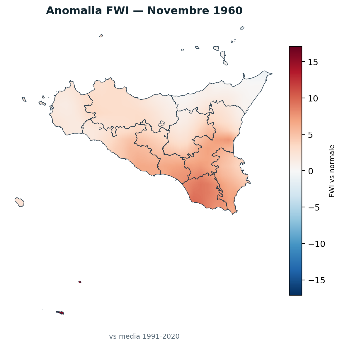 Anomalia vs normale Novembre 1960