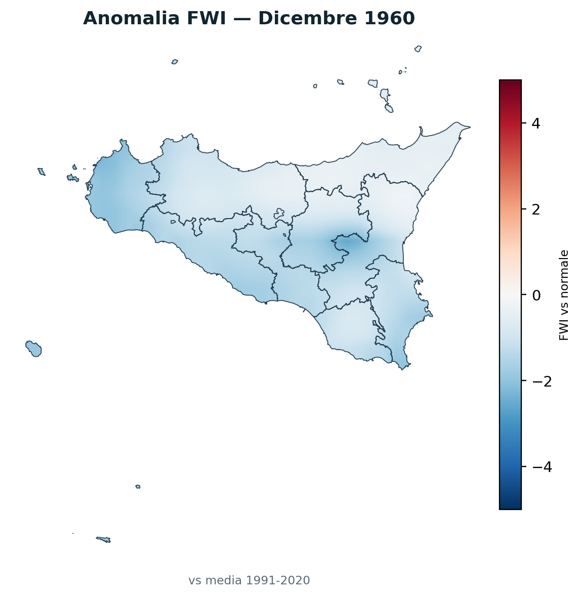 Anomalia vs normale Dicembre 1960