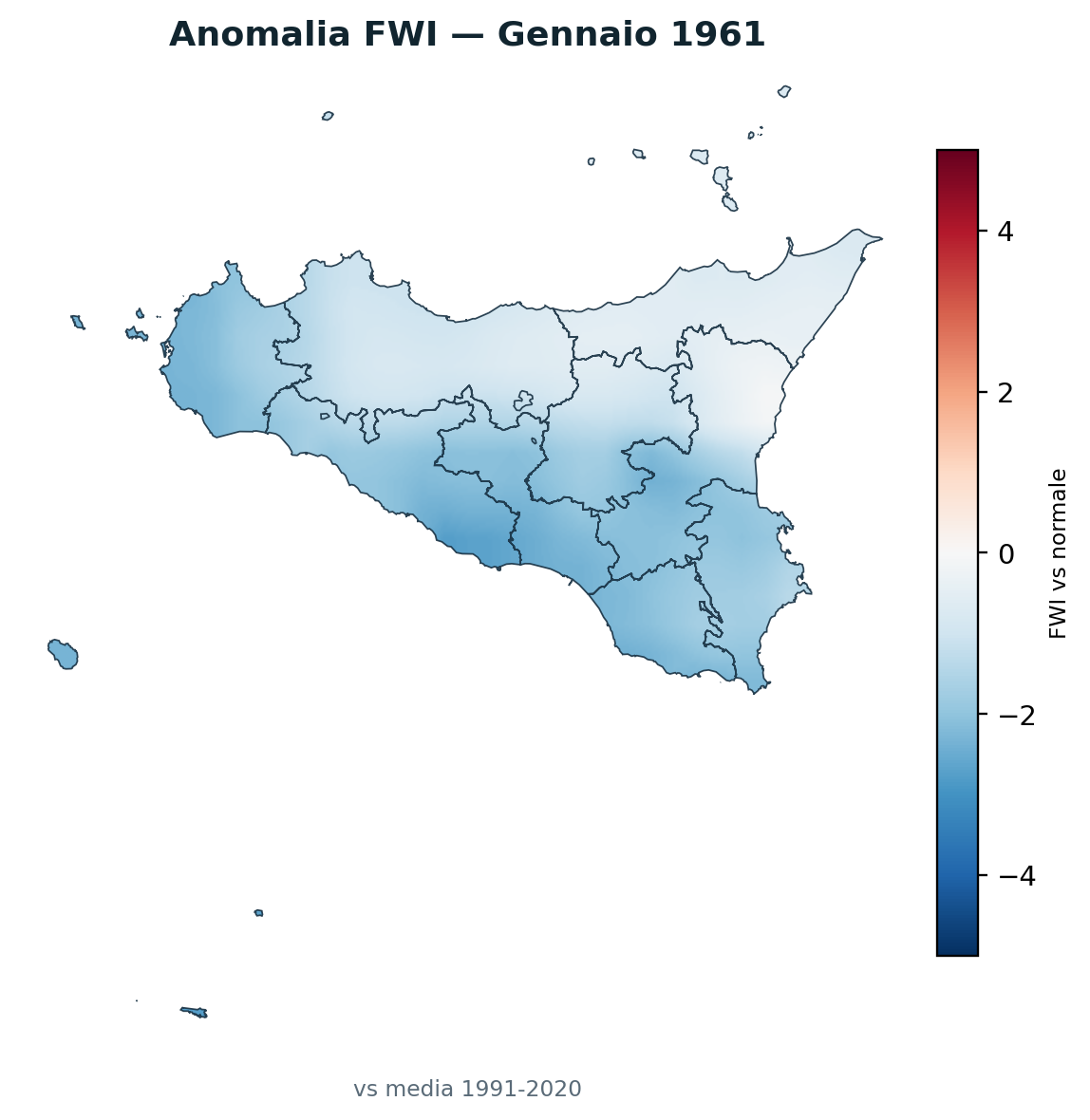 Anomalia vs normale Gennaio 1961