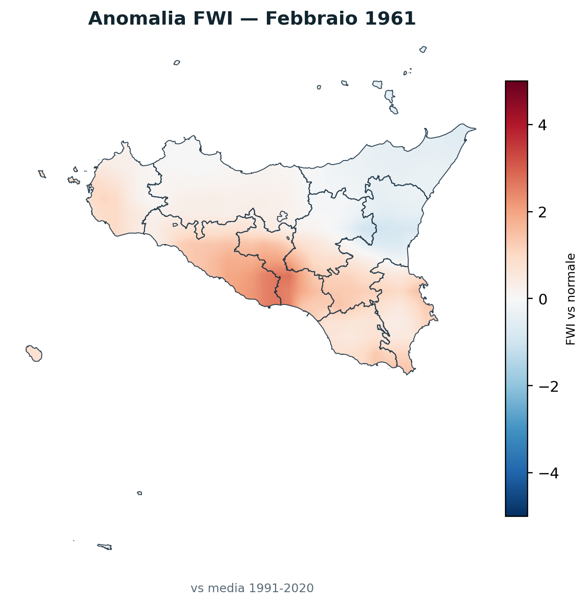 Anomalia vs normale Febbraio 1961