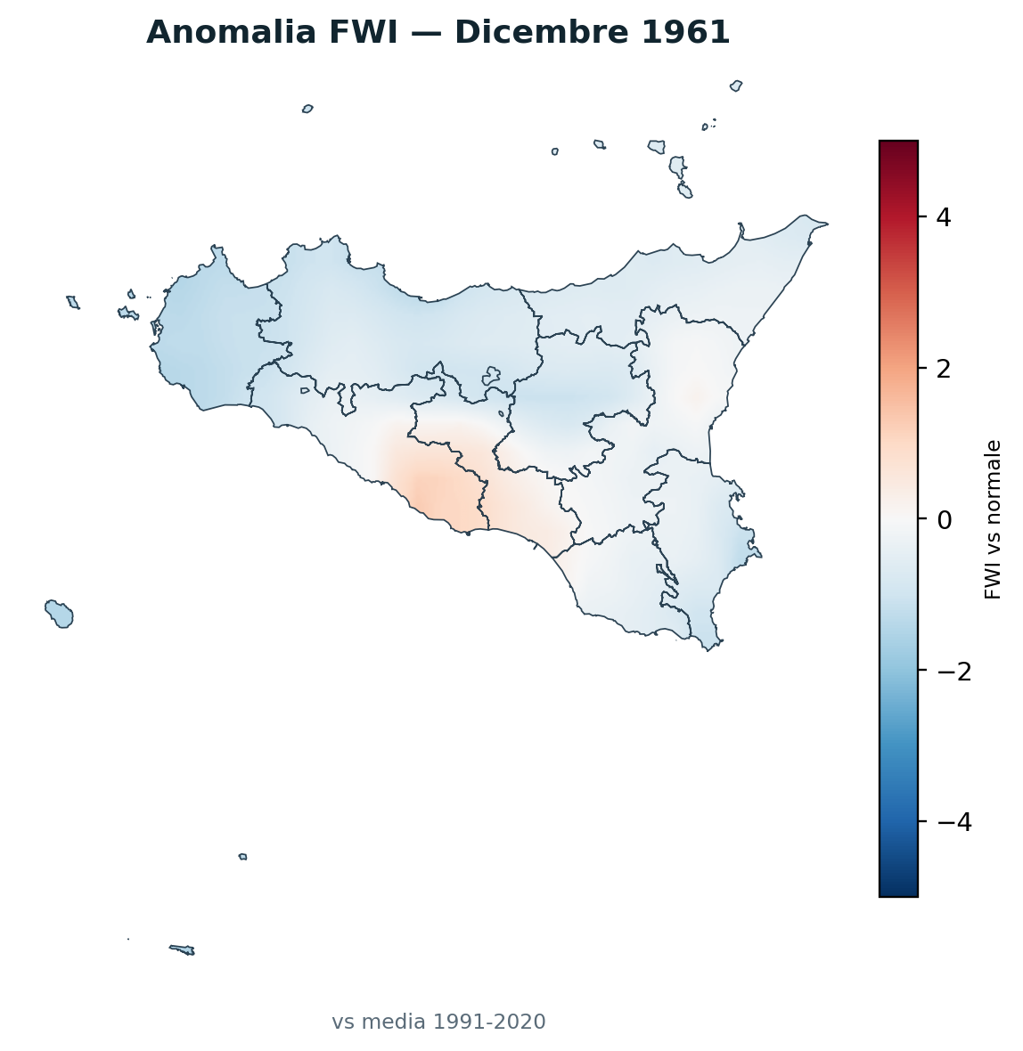 Anomalia vs normale Dicembre 1961