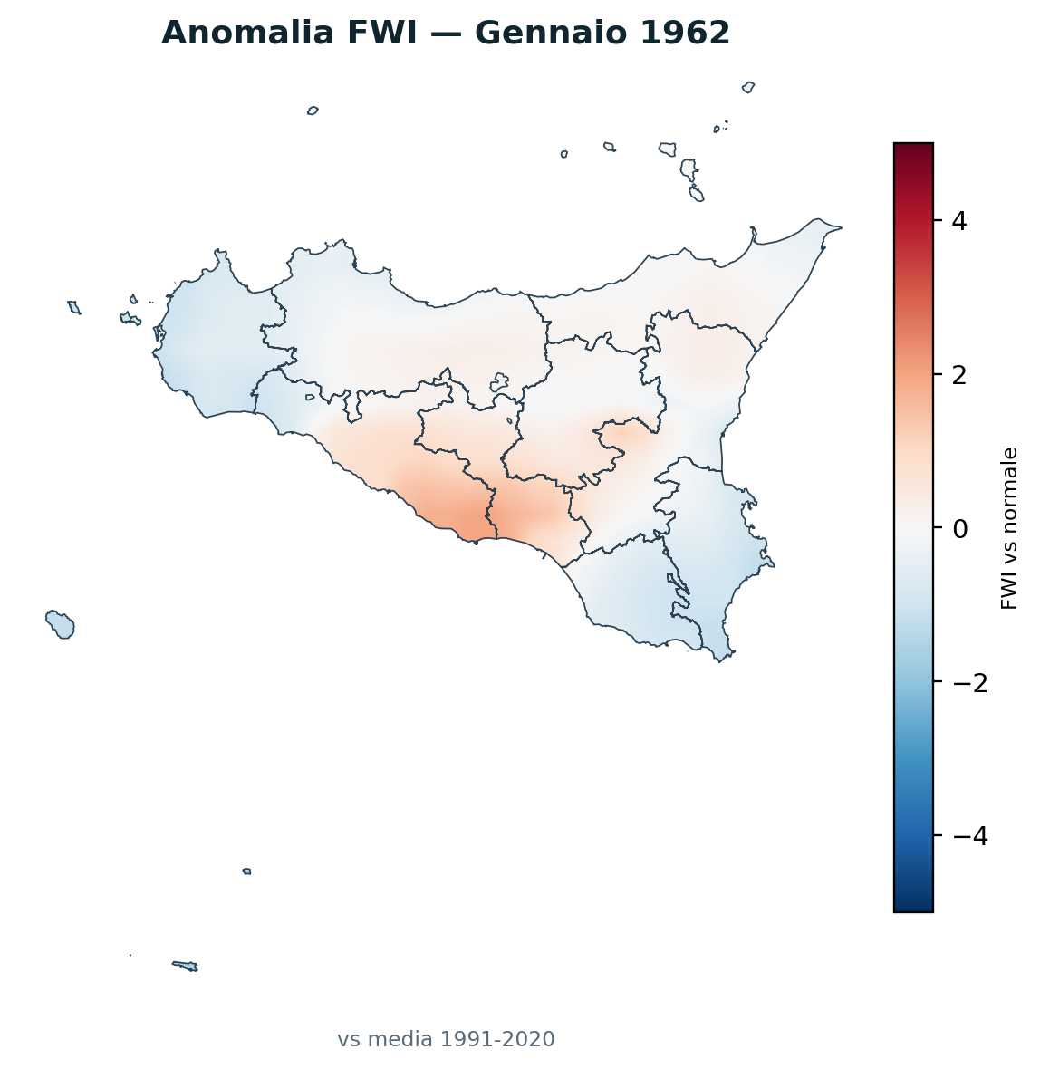 Anomalia vs normale Gennaio 1962