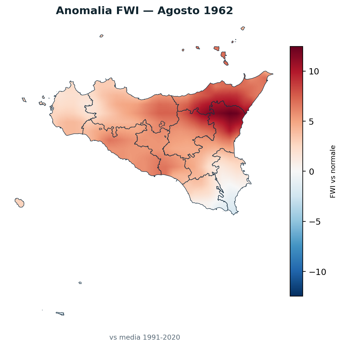 Anomalia vs normale Agosto 1962