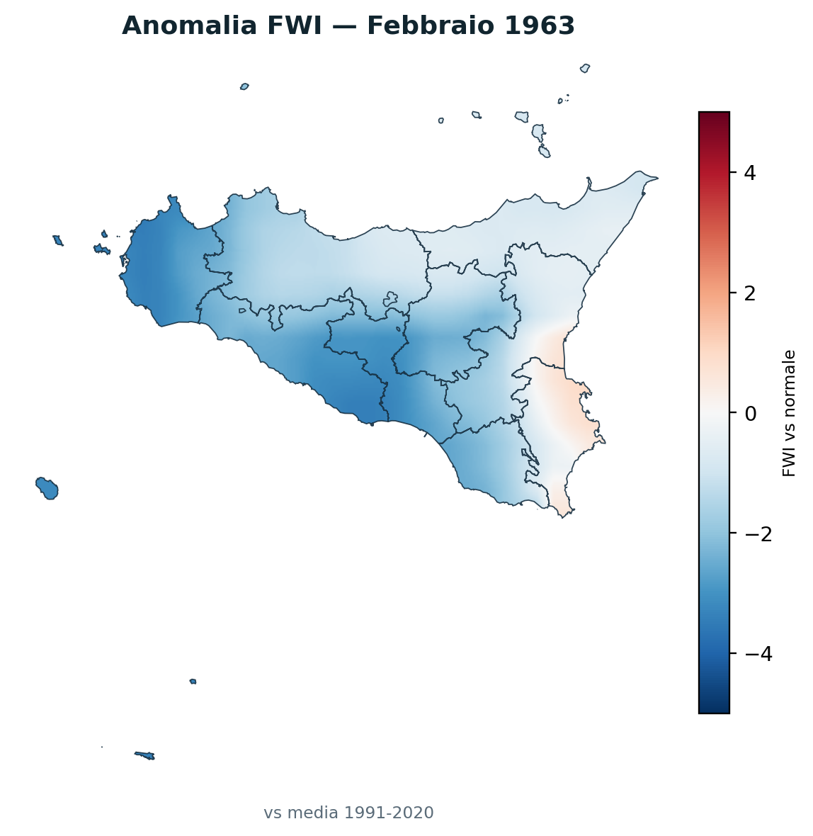 Anomalia vs normale Febbraio 1963
