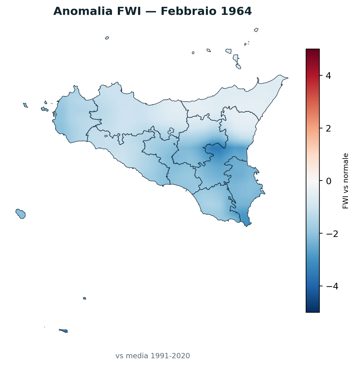 Anomalia vs normale Febbraio 1964