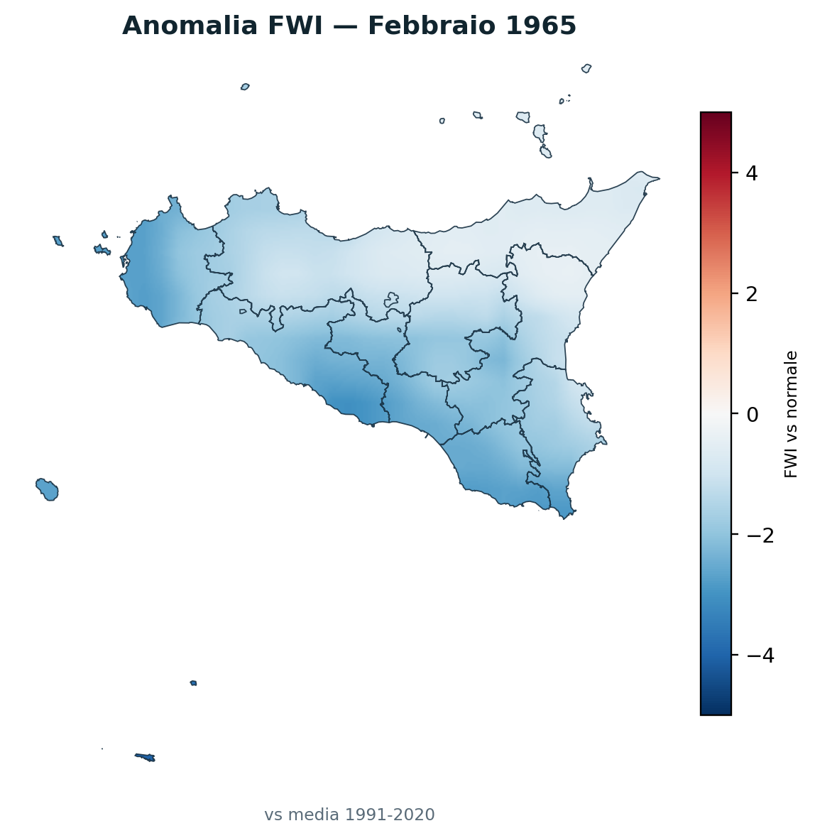 Anomalia vs normale Febbraio 1965