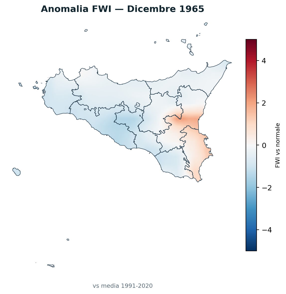Anomalia vs normale Dicembre 1965