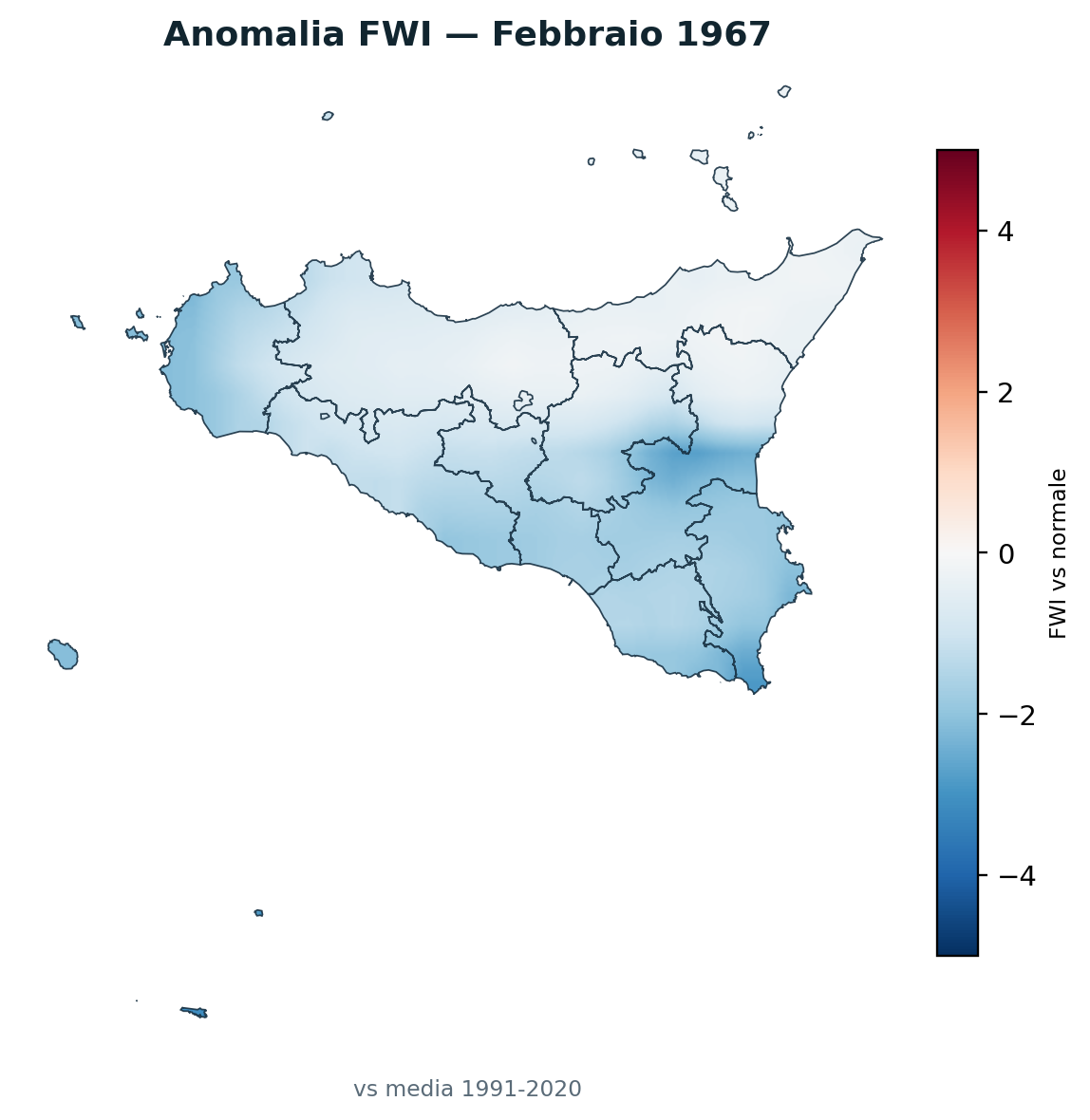 Anomalia vs normale Febbraio 1967