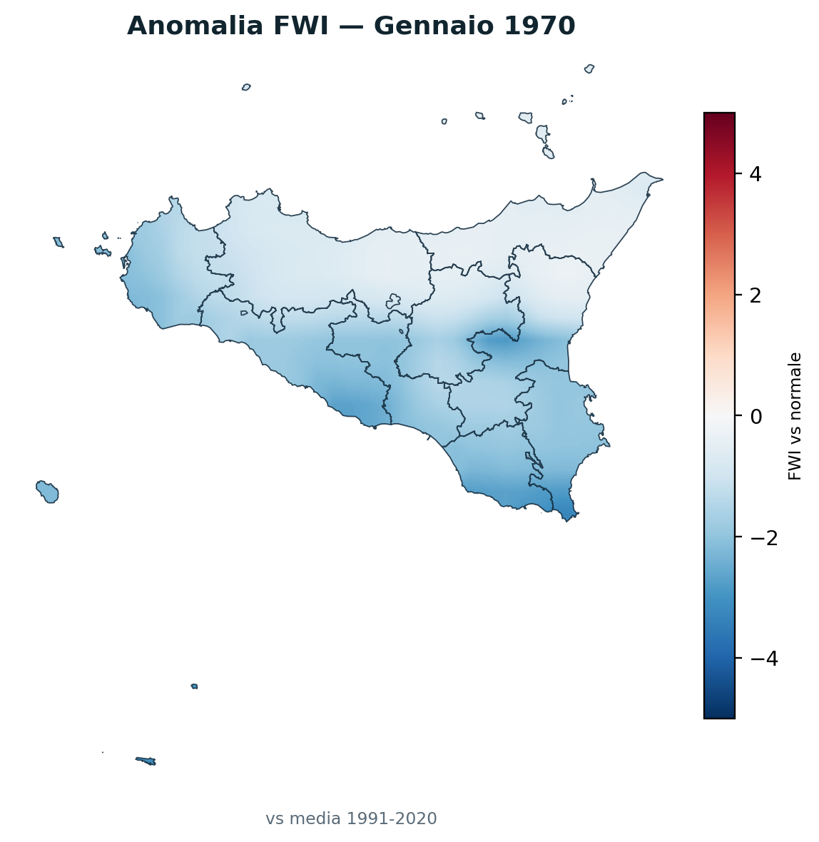Anomalia vs normale Gennaio 1970