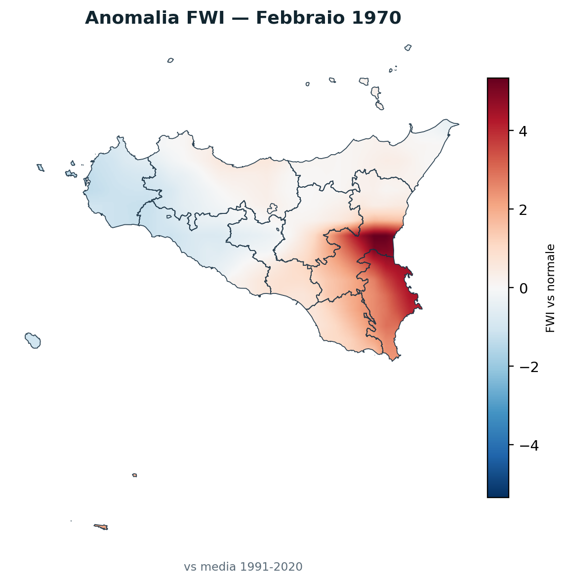 Anomalia vs normale Febbraio 1970